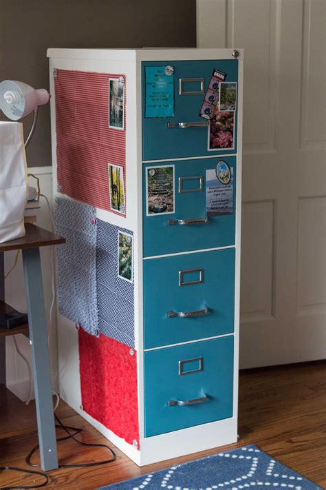 covering metal file cabinet with fabric